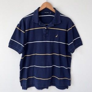 Nautica Men’s Size M Stripe Polo Shirt Golf Casual Short Sleeve